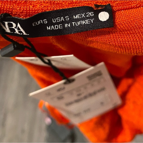 Zara Jaquard Mini Body-con Elegant Orange Halter Dress Women’s Size S NWT - Picture 5 of 5